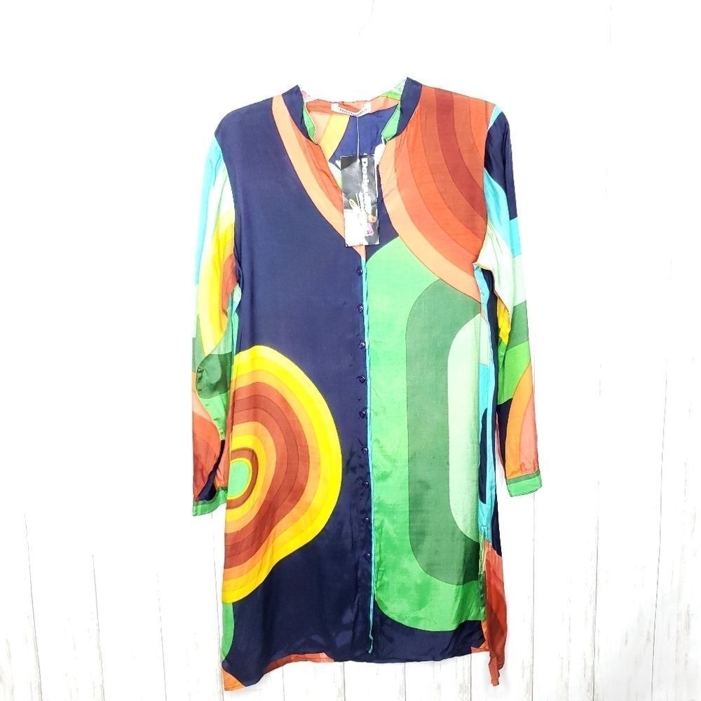 Vintage Desigual Rainbow Tunic Dress New Dead Stock Size Medium